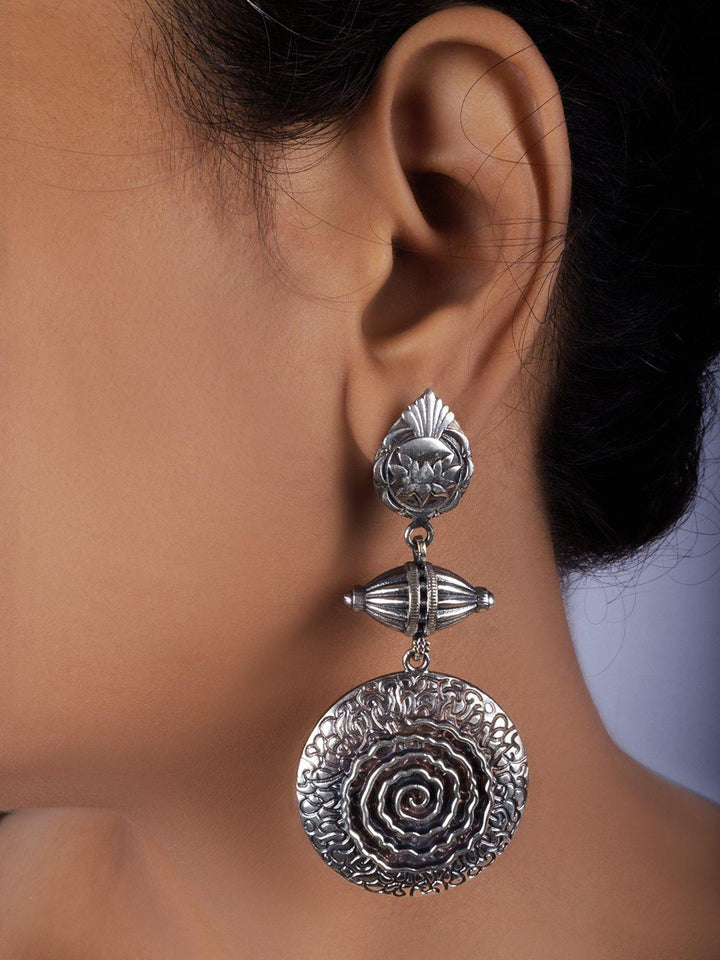 Silver Toned (Oxidized) Earrings - J1 Label Veena