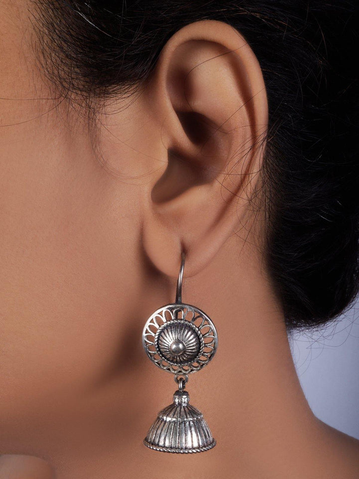 Silver Toned (Oxidized) Earrings - J8 Label Veena