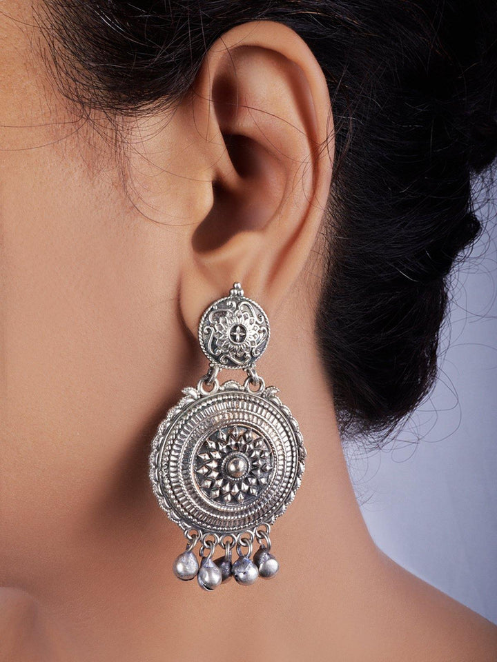 Silver Toned (Oxidized) Earrings - J9 Label Veena