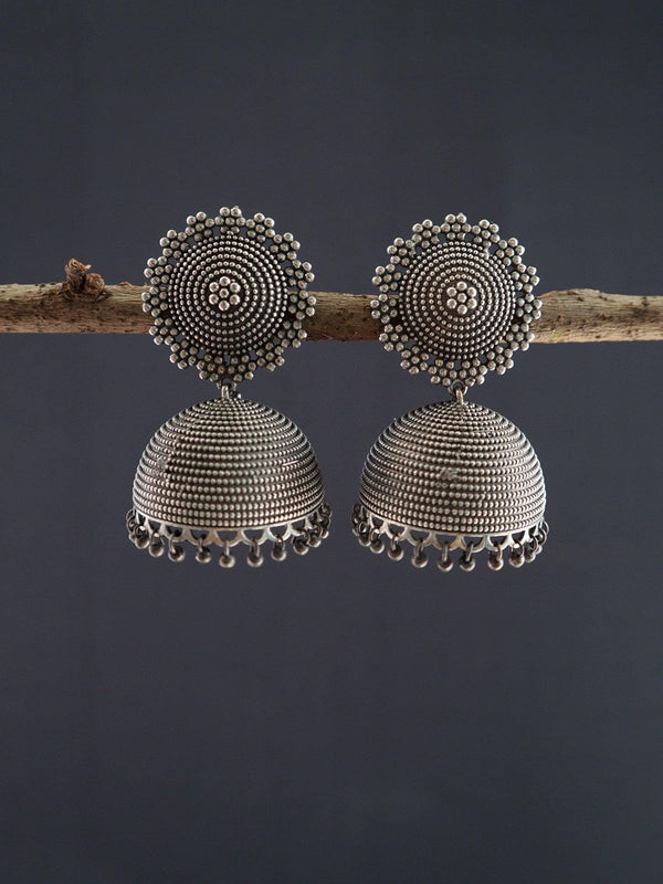 Silver Toned (Oxidized) Earrings - J7 Label Veena