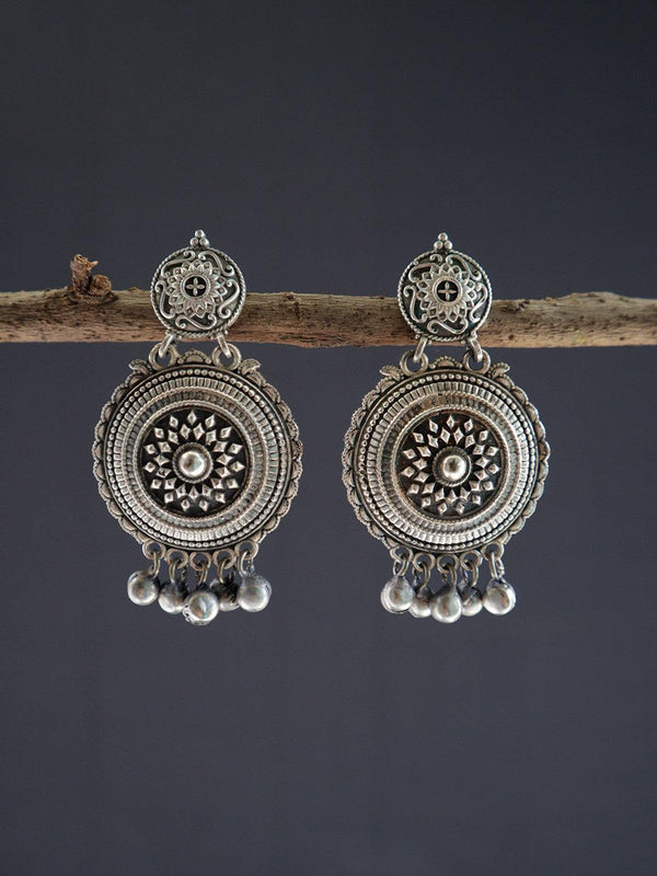 Silver Toned (Oxidized) Earrings - J9 Label Veena