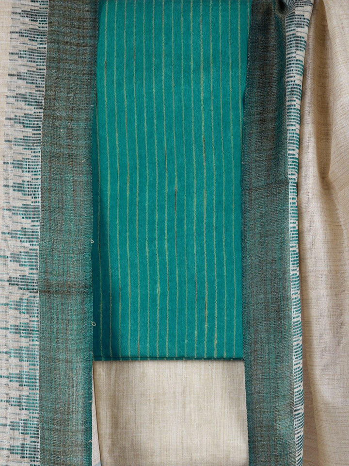 Green Khadi Cotton Dress Material - DM23 Label Veena