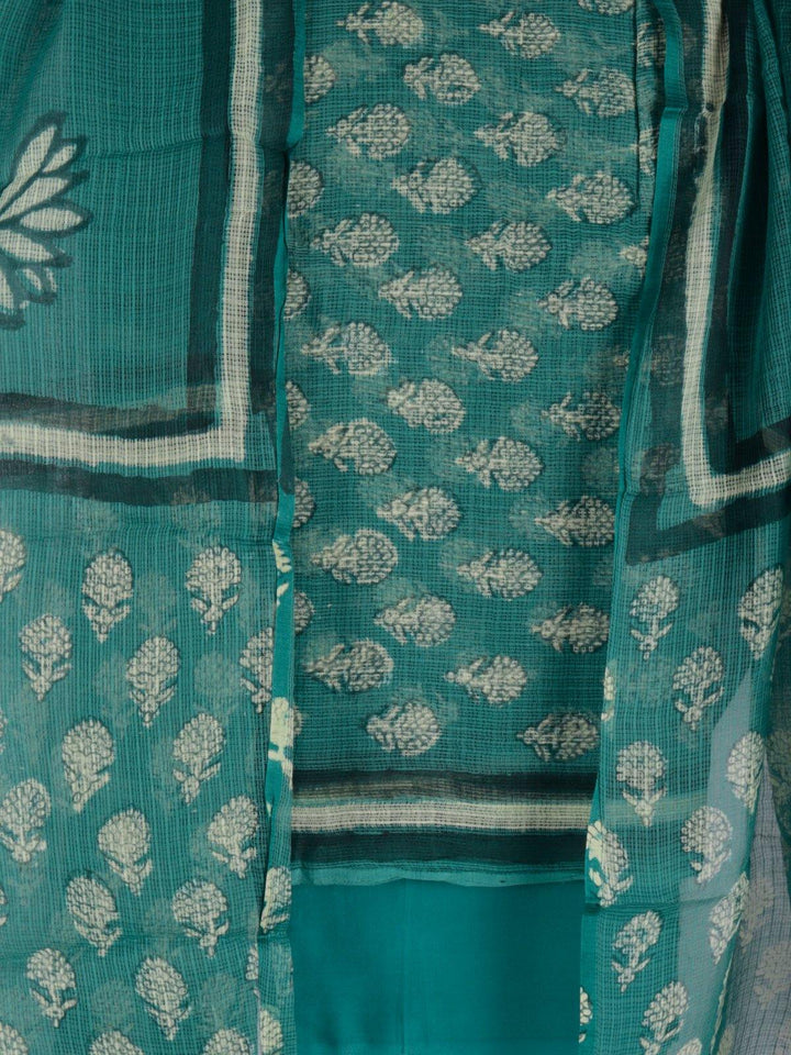 Green Pure Kota Doria Dress Material - DM20 Label Veena