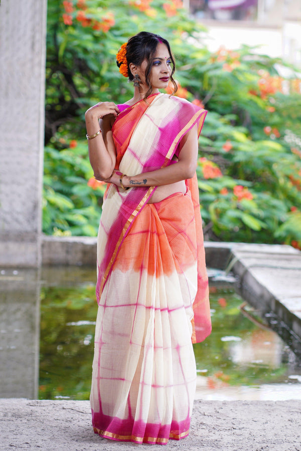 Off White Kota Doria Saree - S63 Label Veena