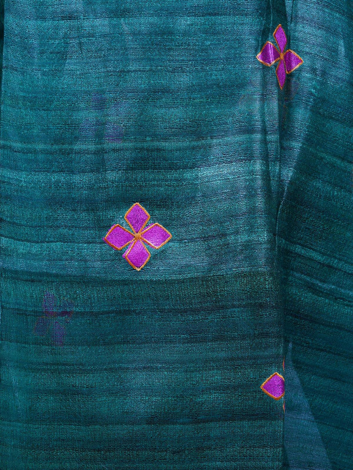 Green Tussar Ghicha Silk Saree - S29 Label Veena