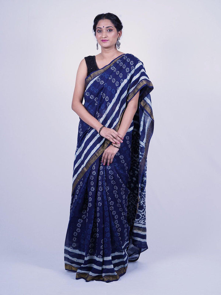 Blue Maheshwari Silk Saree - S30 Label Veena