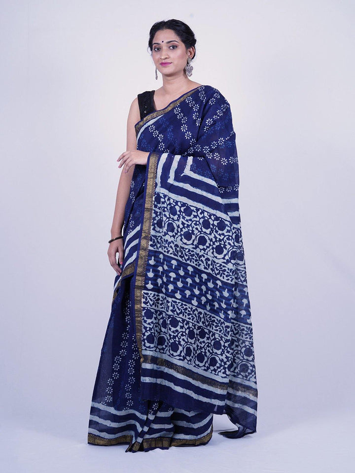 Blue Maheshwari Silk Saree - S30 Label Veena