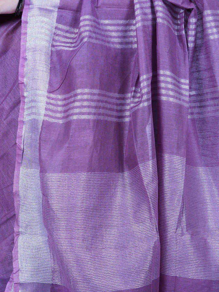 Plum Purple Pure Tissue Linen Saree - S39 Label Veena