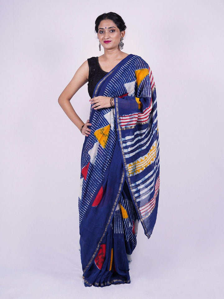 Handwoven Blue Chanderi Saree - S41 Label Veena