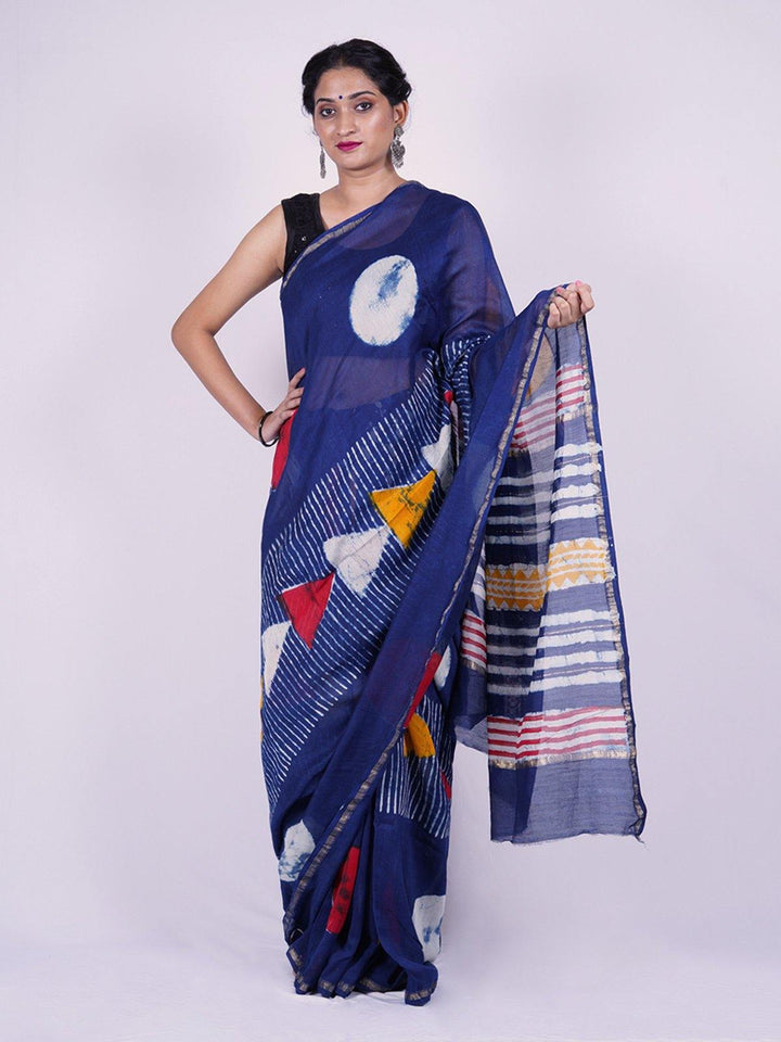 Handwoven Blue Chanderi Saree - S41 Label Veena