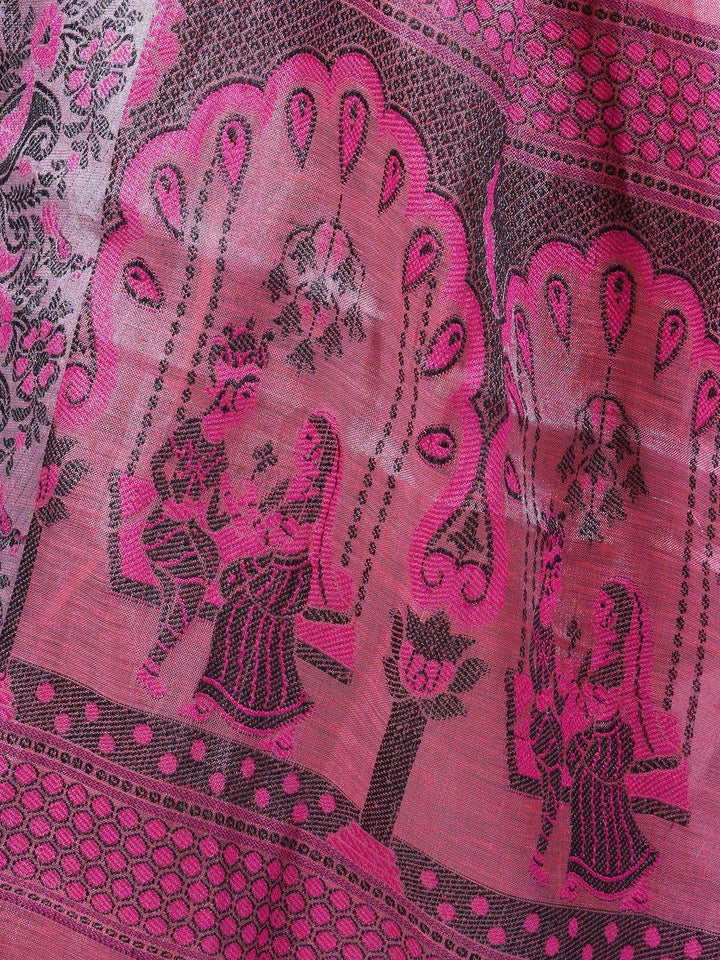 Pink Tissue Linen Jacquard Saree - S43 Label Veena