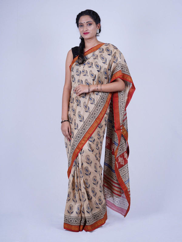 Off White Maheshwari Silk Saree - S49 Label Veena