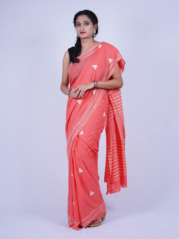 Scarlet Red Soft Cotton Voile Saree - S52 Label Veena