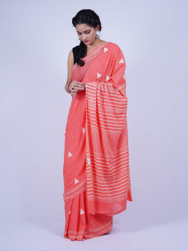 Scarlet Red Soft Cotton Voile Saree - S52 Label Veena