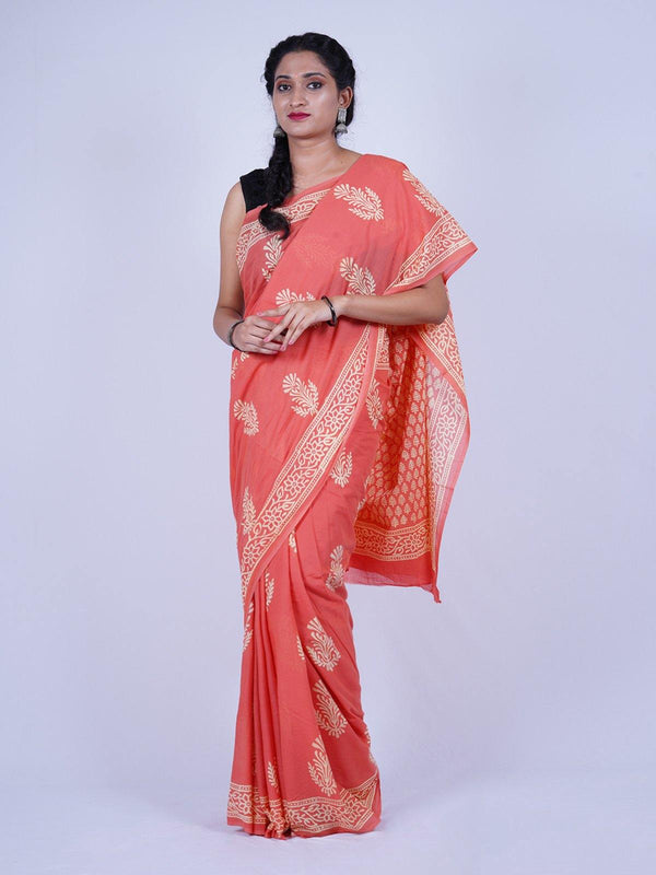 Scarlet Red Soft Cotton Voile Saree - S53 Label Veena