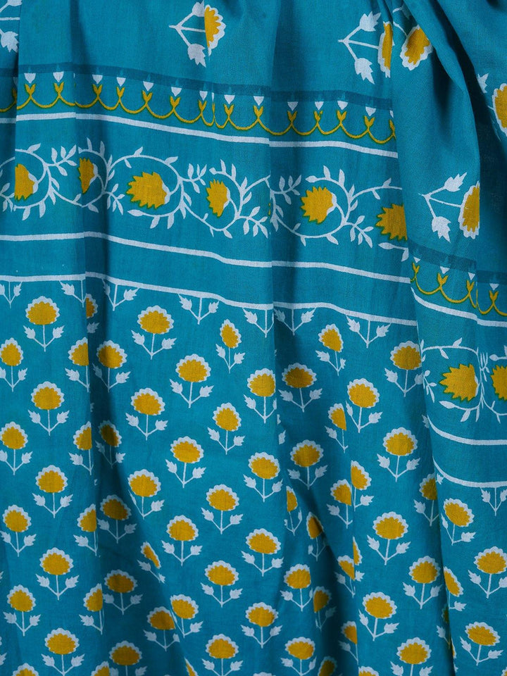 Soft Cotton Blue Hand Block Print Saree- S12 Label Veena