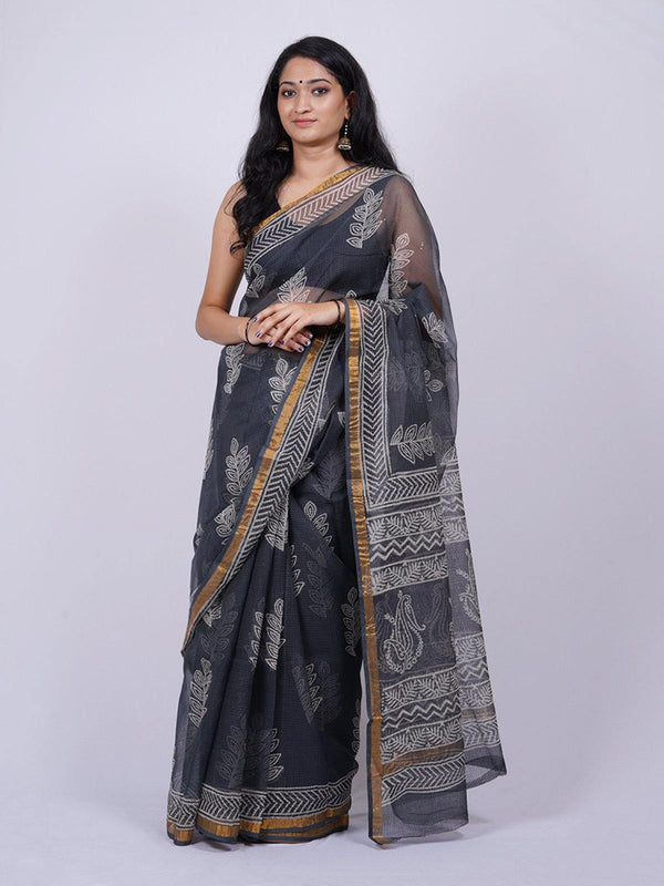 Grey Traditional Handblock Print - S13 Label Veena