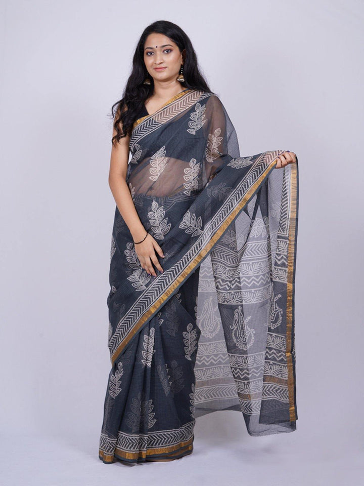 Grey Traditional Handblock Print - S13 Label Veena