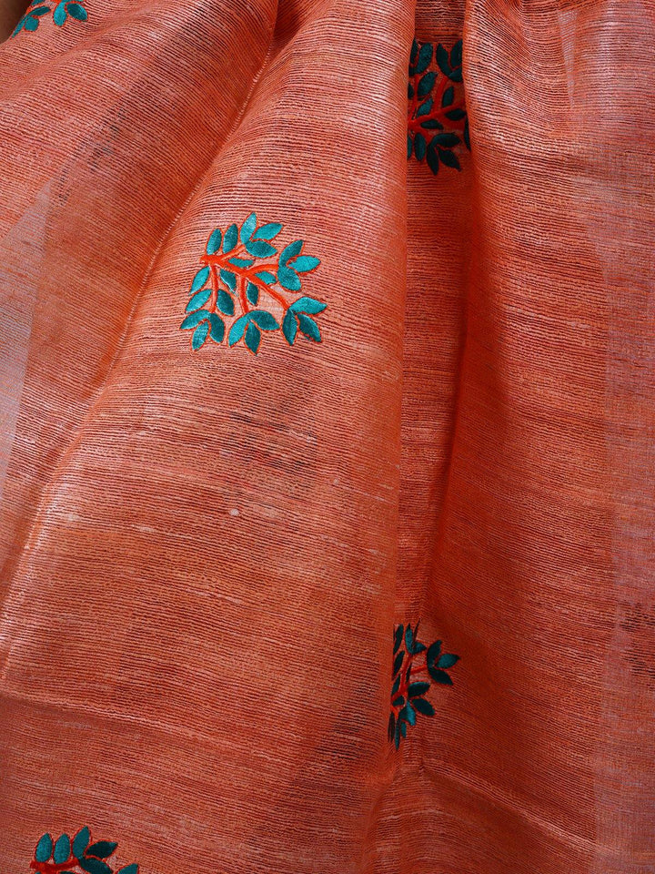 Peach Tussar Ghiccha Silk Saree - S18 Label Veena