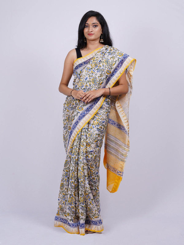 Off White Maheshwari Silk Saree - S20 Label Veena