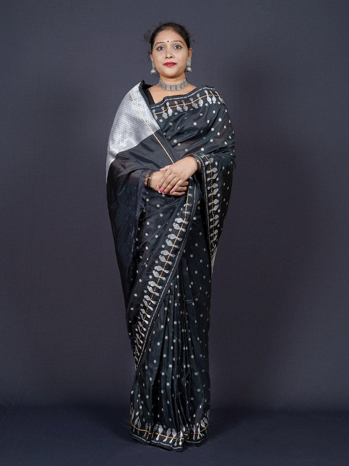 Black Banarasi Katan Silk Saree - S67 Label Veena