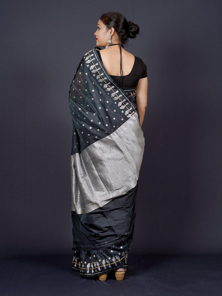 Black Banarasi Katan Silk Saree - S67 Label Veena