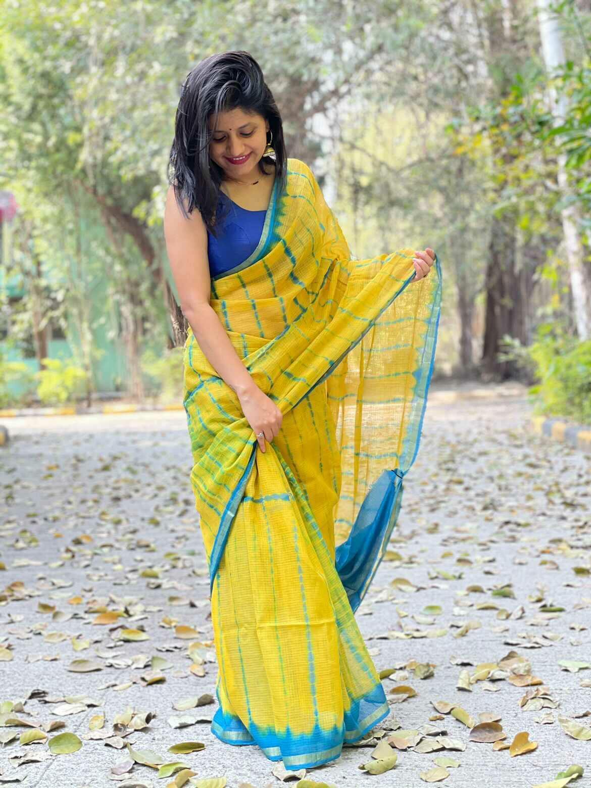 Yellow & Green Kota Doriya Saree - Buy Online in India @ Mehar