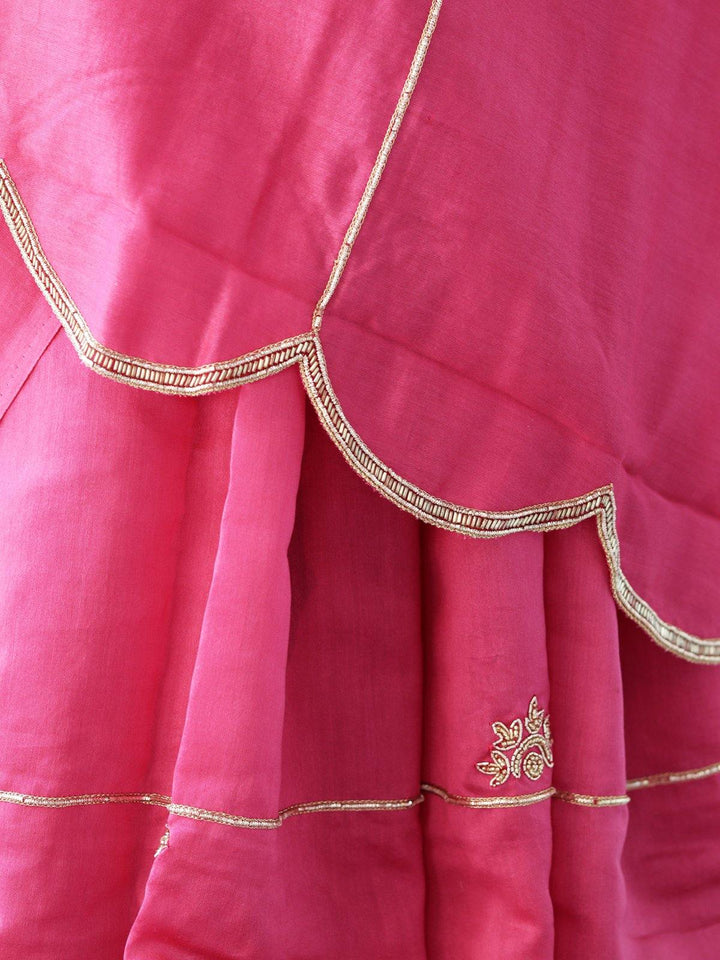 Magenta Pink Hand Embroidered Chanderi Silk Saree - S79 Label Veena