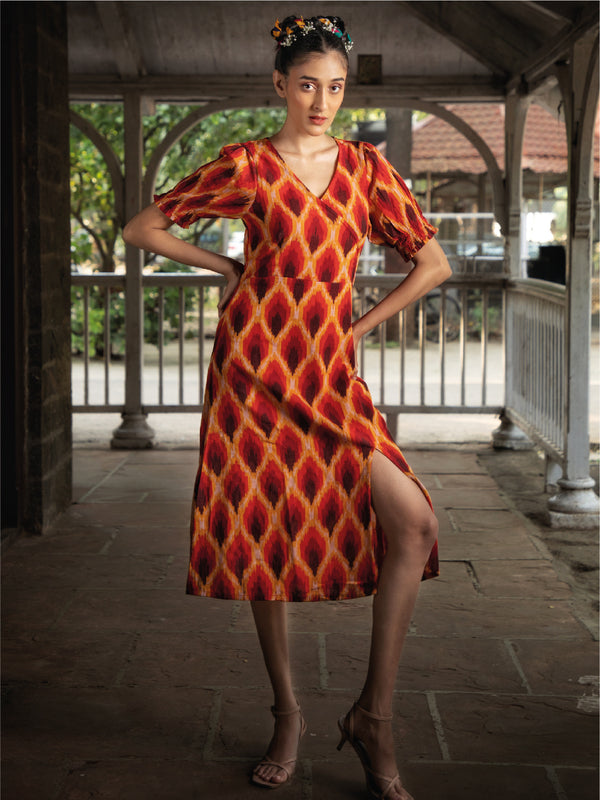 The Orange Ikat Dress - WD04