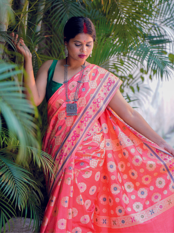 Scarlet Red Banarasi Silk Saree - S69