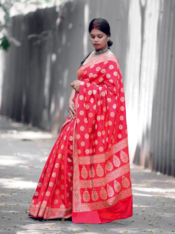 Red Banarasi Silk Saree - S71