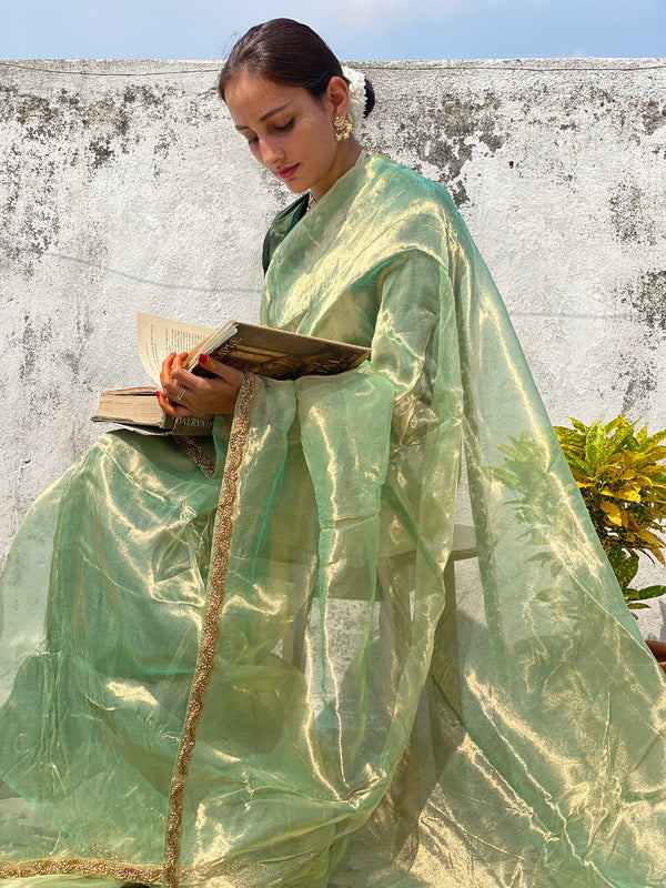 Green Tissue Silk Saree - S86